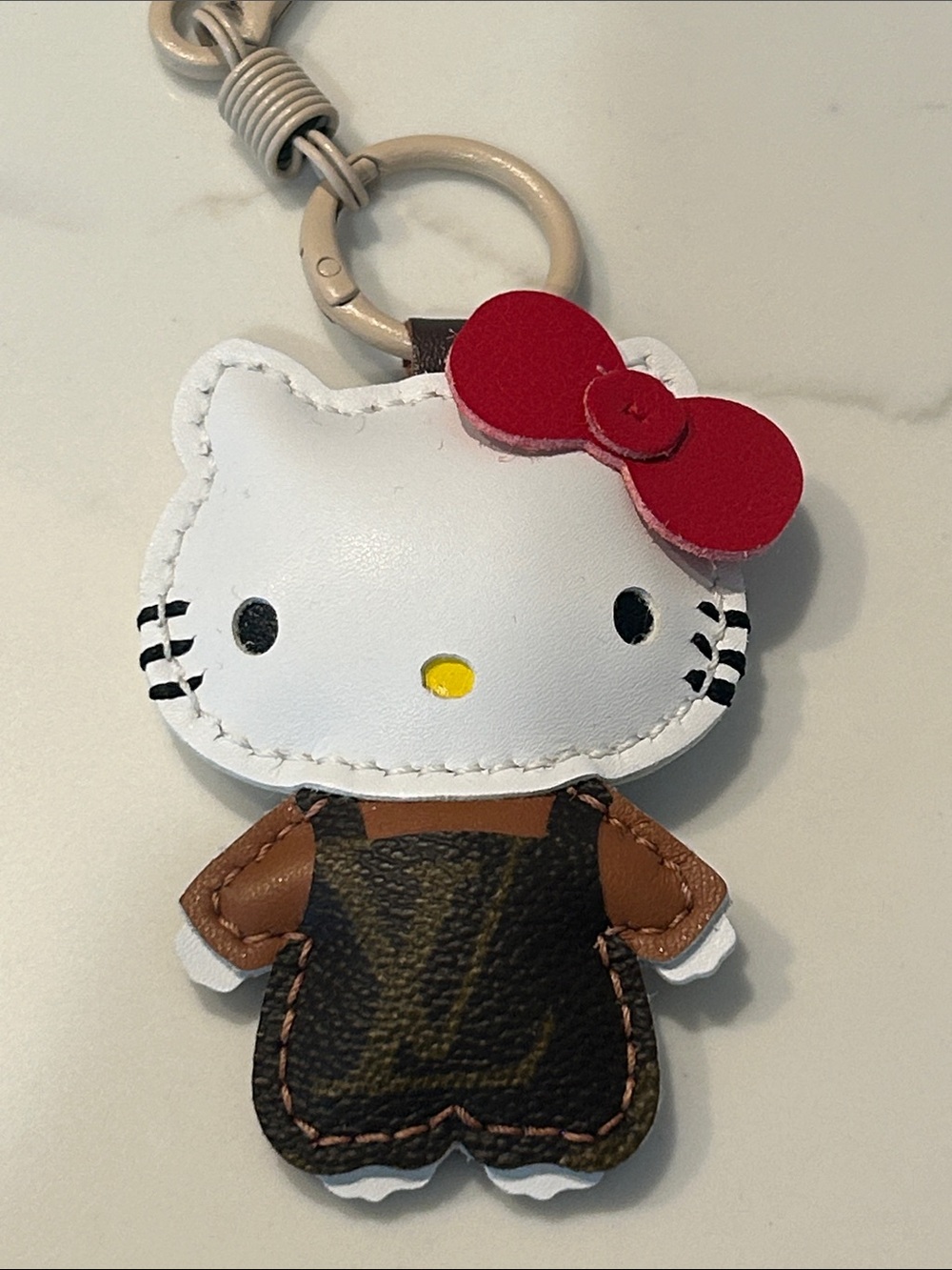 Hello Kitty Upcycled LV Keychain Bag Charm Leather Unique Purse Charm